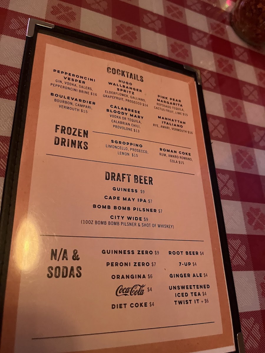 Menu Bomb Bomb Bar-1