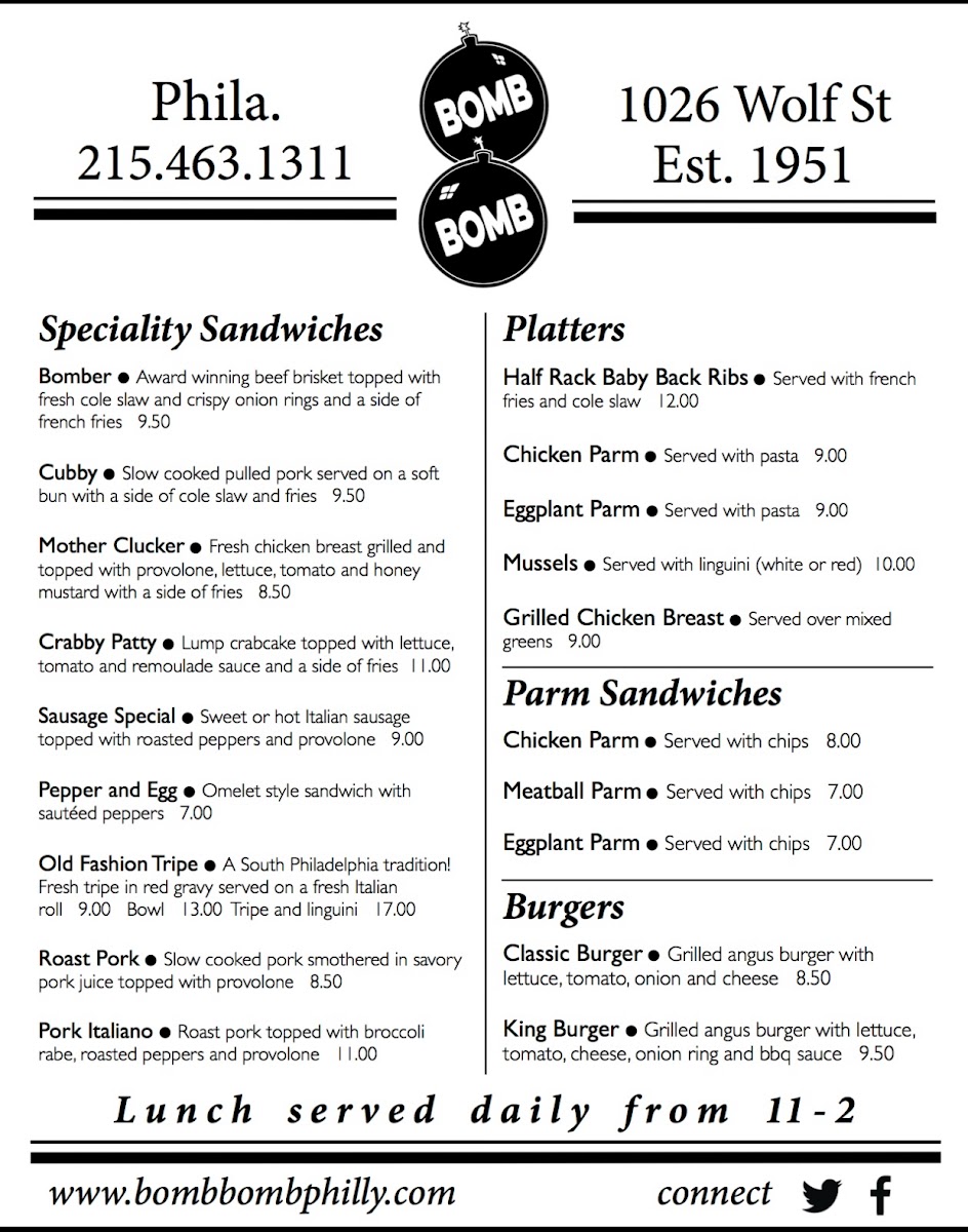 Menu Bomb Bomb Bar-9