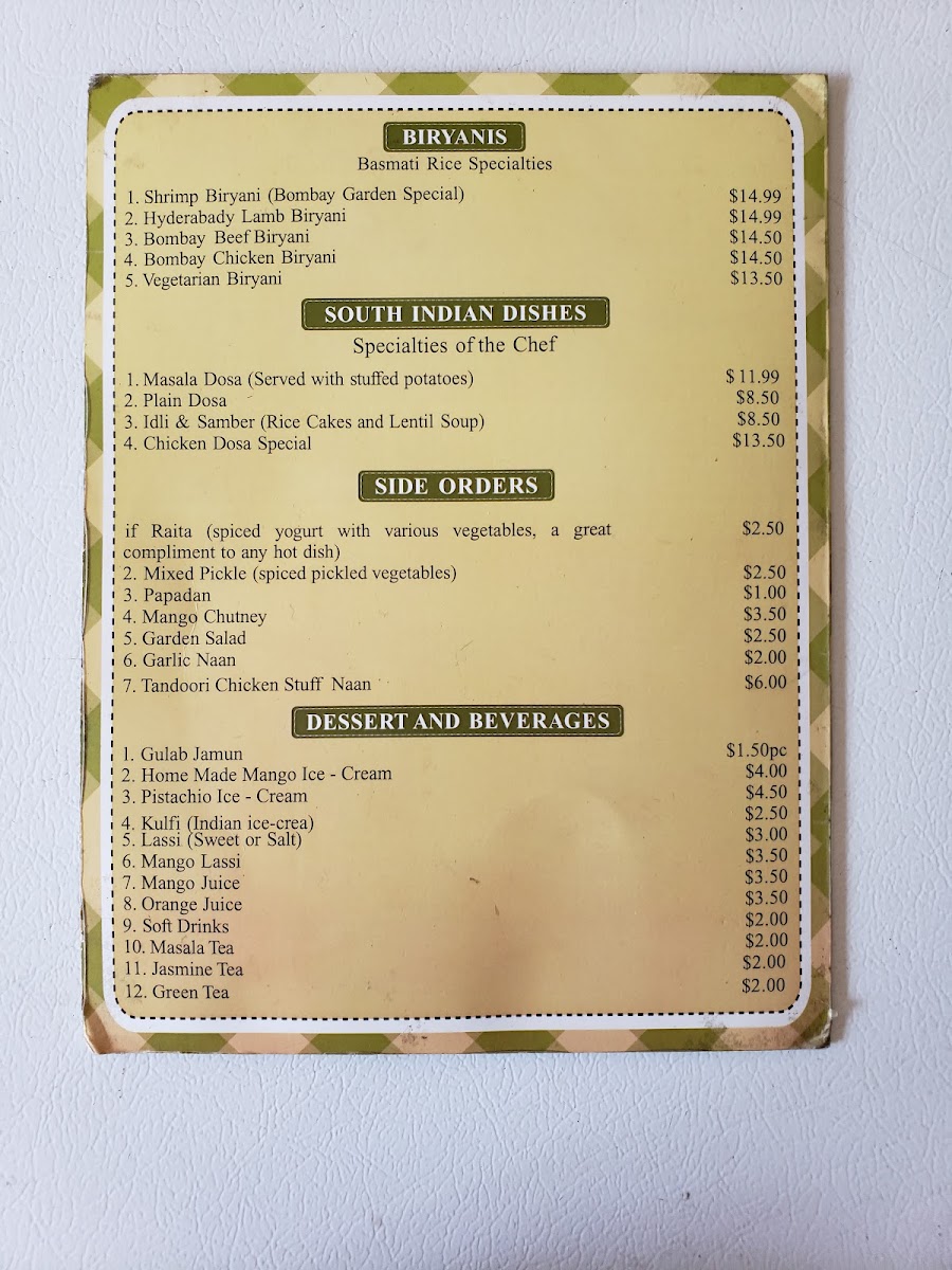 Menu Bombay Garden Indian Cuisine-2