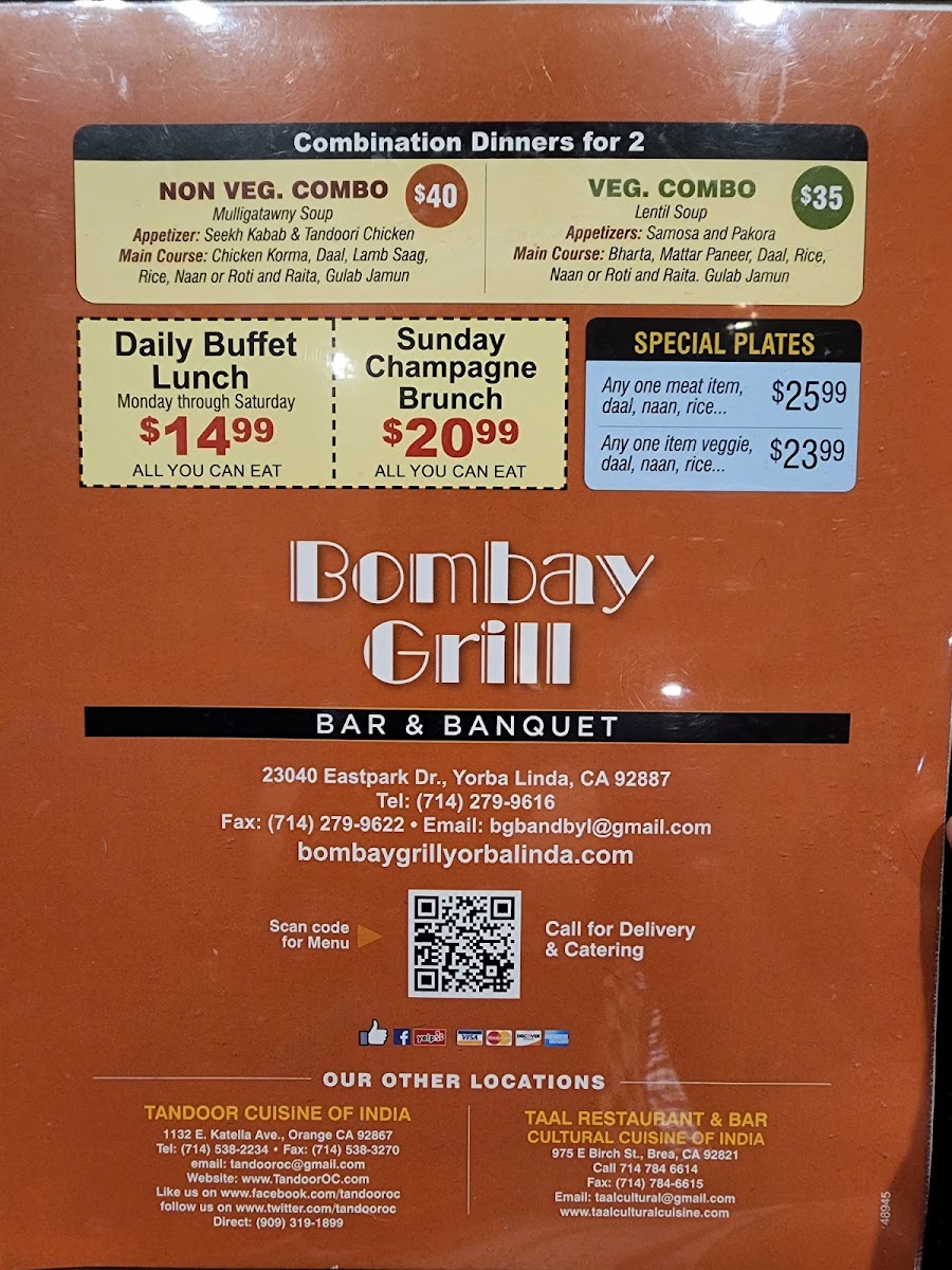 Menu Bombay Grill Bar And Banquet-1