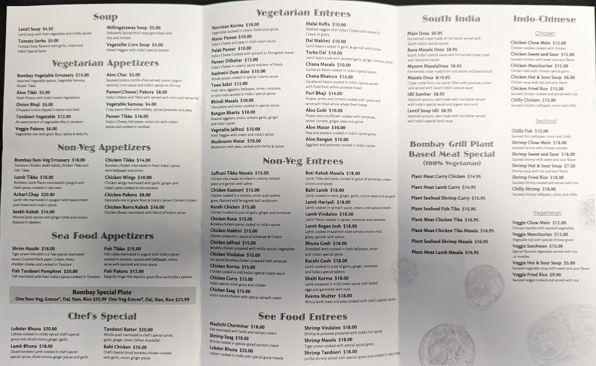 Menu Bombay Grill Bar And Banquet-6