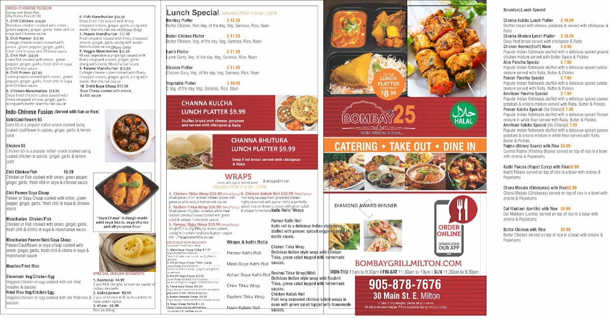 Menu Bombay On 25-1