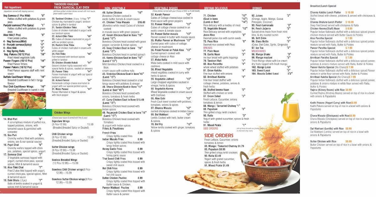 Menu Bombay On 25-2