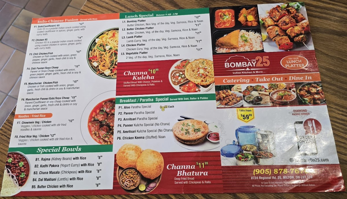Menu Bombay On 25-3