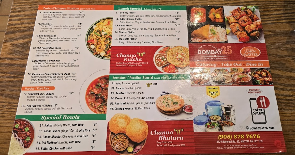 Menu Bombay On 25-4