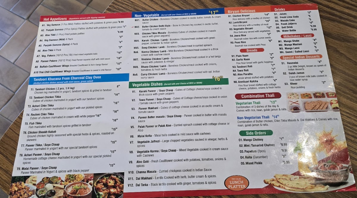 Menu Bombay On 25-5