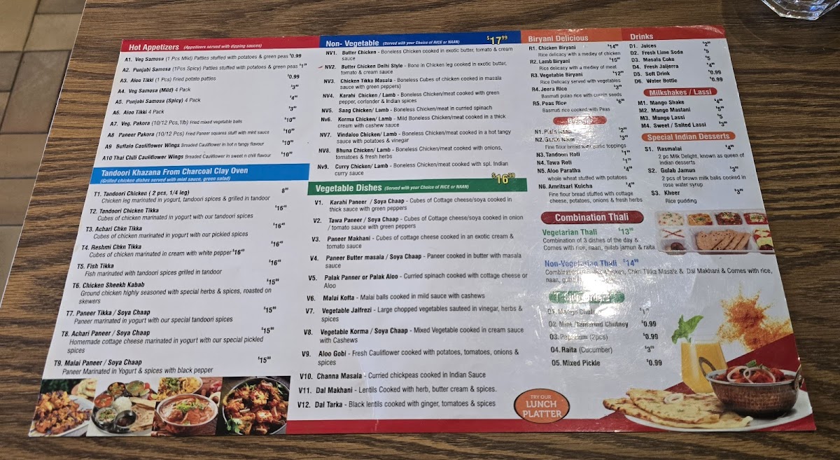 Menu Bombay On 25-6