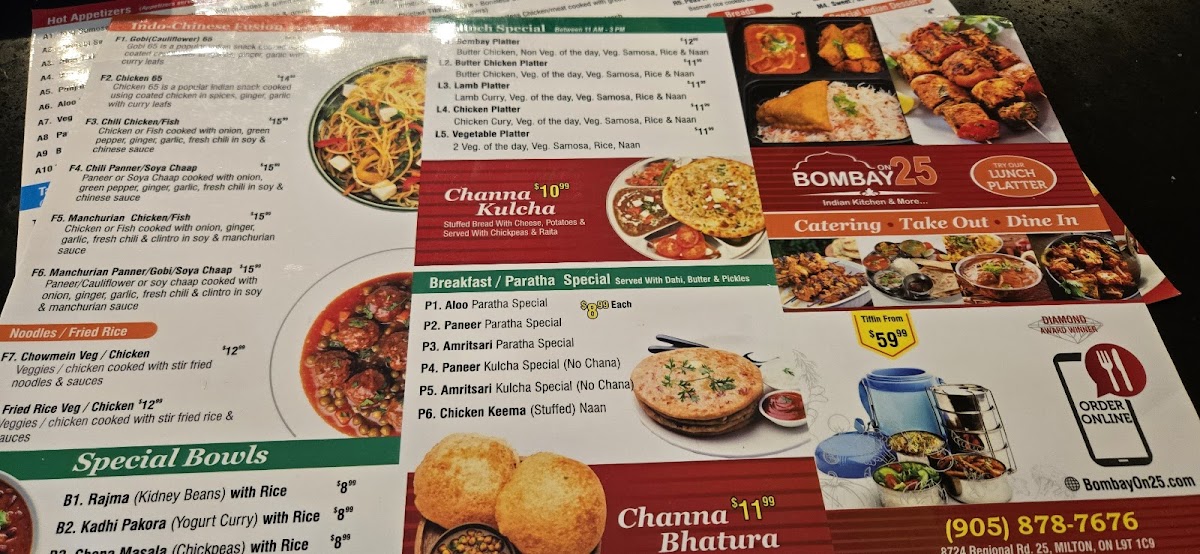 Menu Bombay On 25-7
