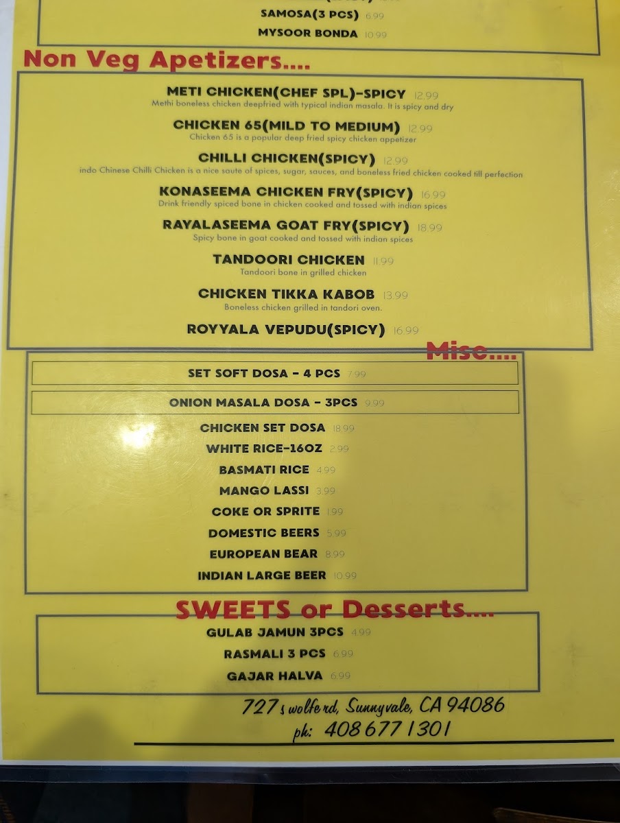 Menu Bombay To Goa-1