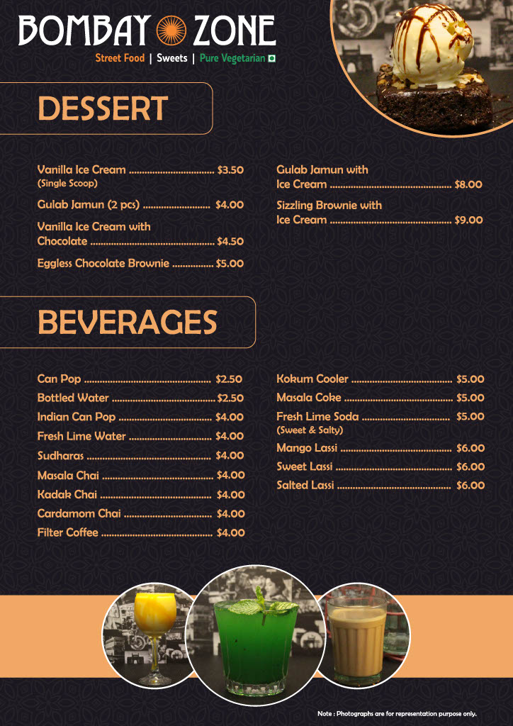 Menu Bombay Zone Street Food And Sweets Whitby (Pure Vegetarian)-1
