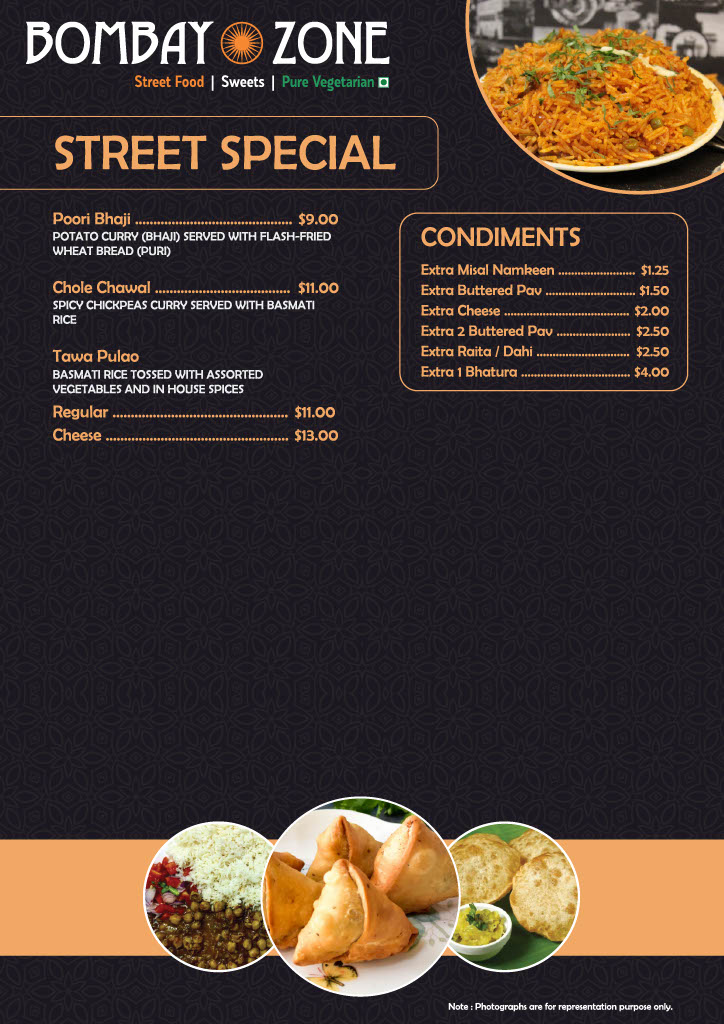 Menu Bombay Zone Street Food And Sweets Whitby (Pure Vegetarian)-2