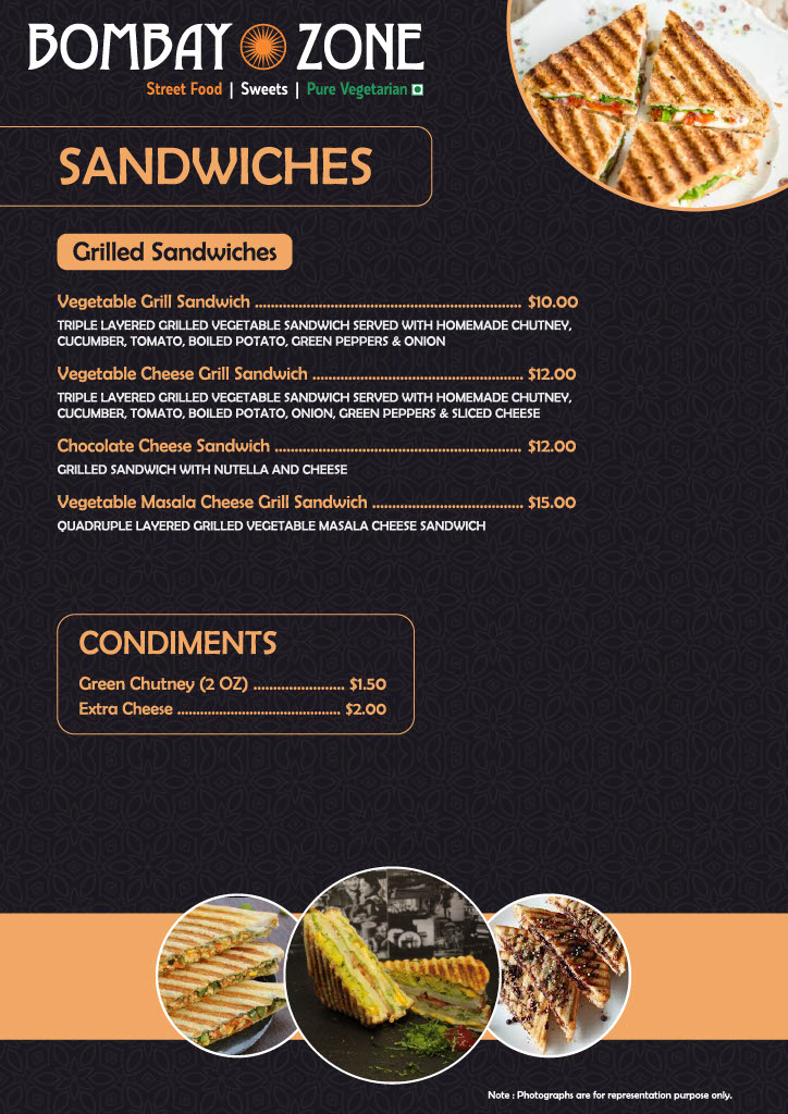 Menu Bombay Zone Street Food And Sweets Whitby (Pure Vegetarian)-6