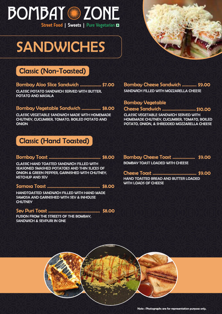 Menu Bombay Zone Street Food And Sweets Whitby (Pure Vegetarian)-8