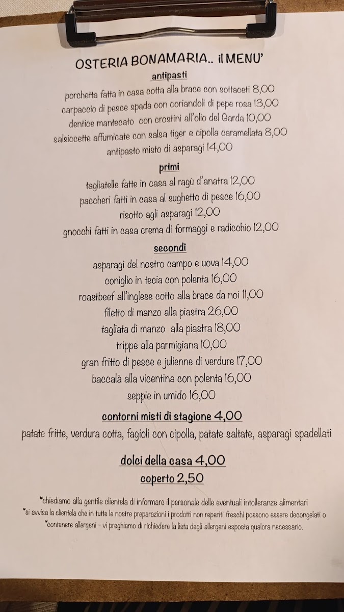 Menu Bonamaria Osteria E Ristorante-1