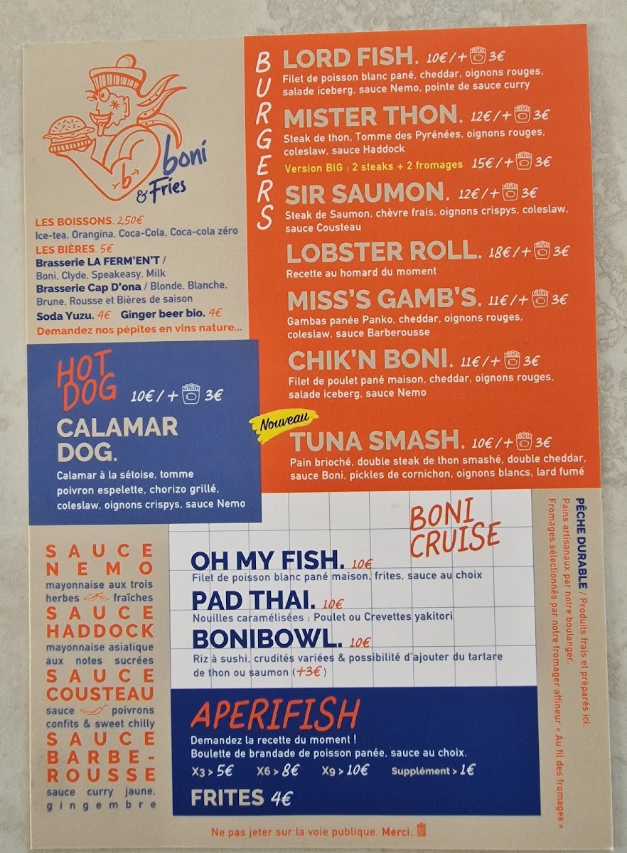Menu Boni & Fries Street Food Et Burger Perpignan-1