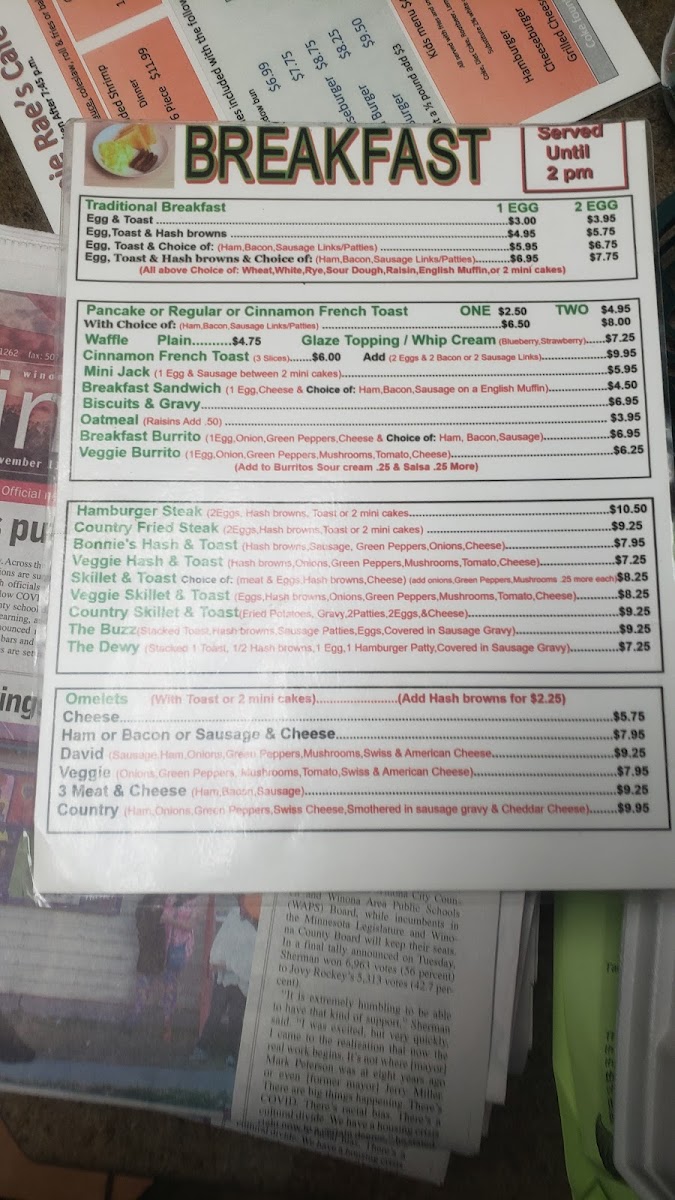 Menu Bonnie Rae's Cafe-2
