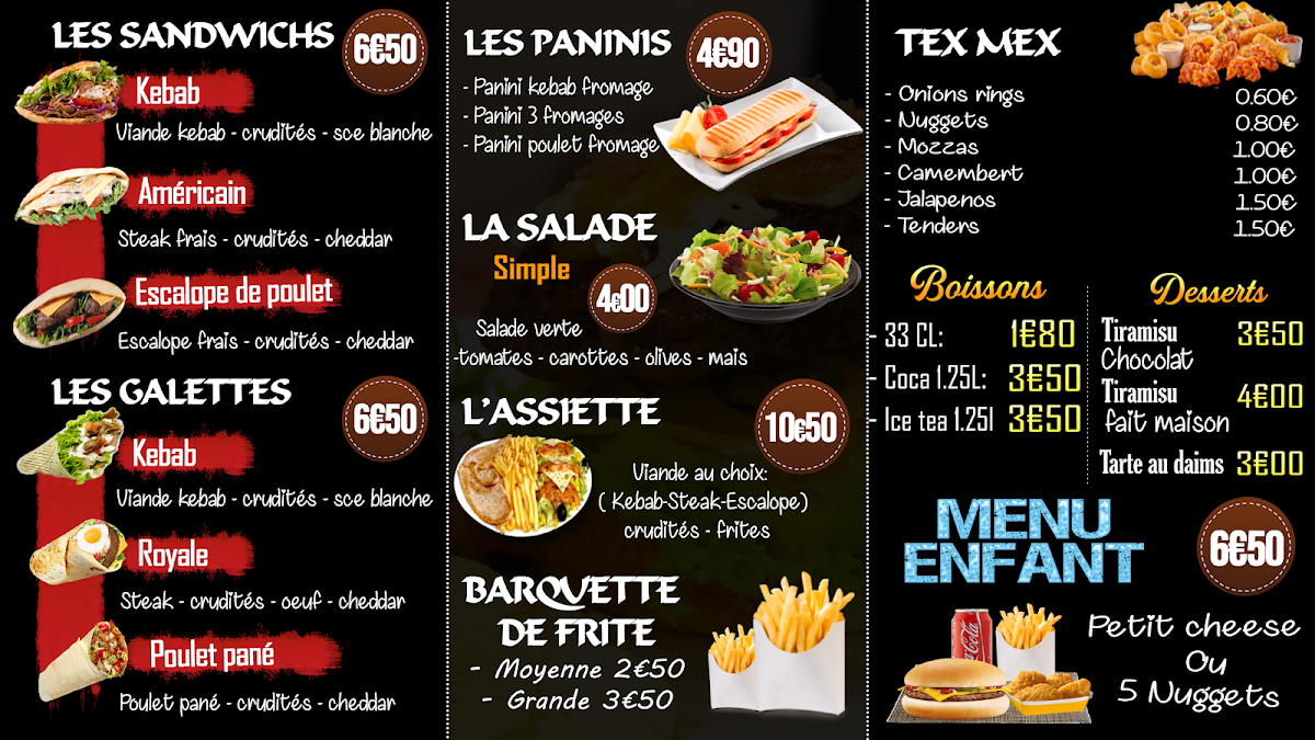 Menu Bontacos - Kebab - Burger - Tacos Bonneville 74130-1