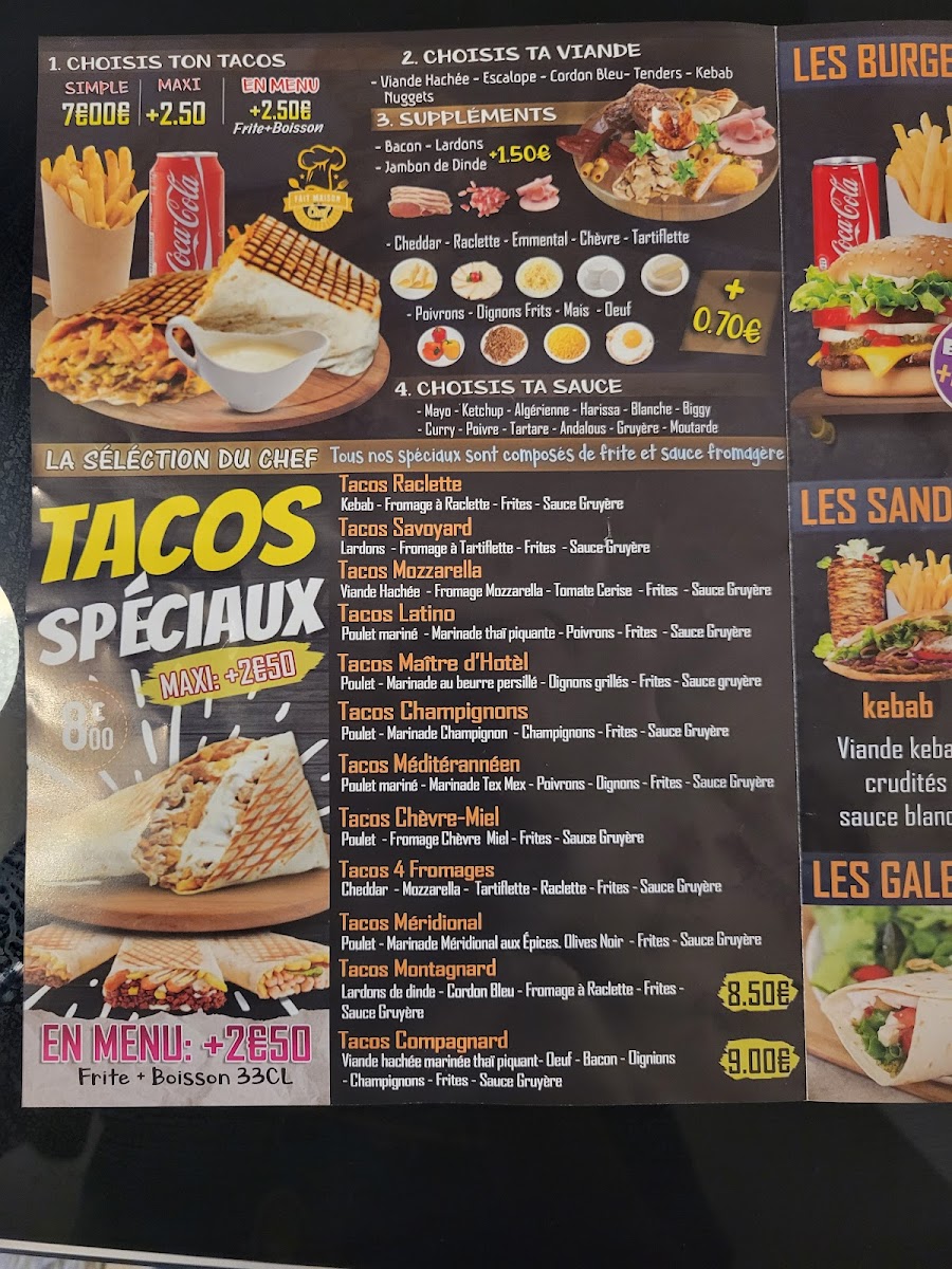 Menu Bontacos - Kebab - Burger - Tacos Bonneville 74130-3