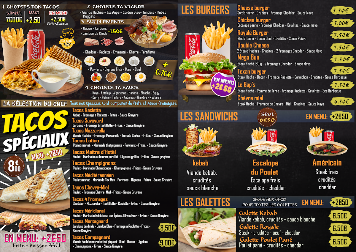 Menu Bontacos - Kebab - Burger - Tacos Bonneville 74130-6