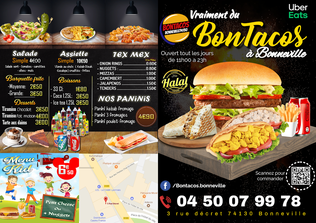 Menu Bontacos - Kebab - Burger - Tacos Bonneville 74130-8