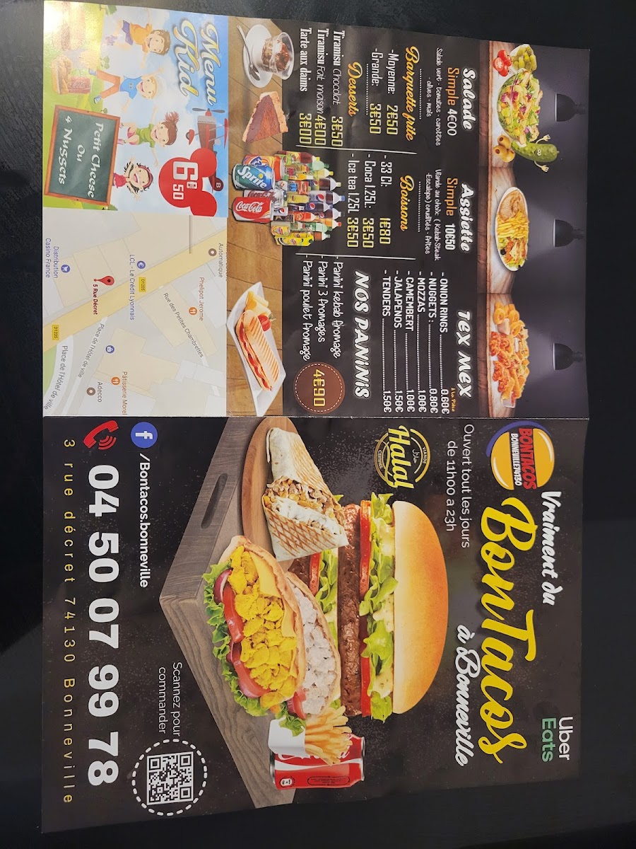Menu Bontacos - Kebab - Burger - Tacos Bonneville 74130-9