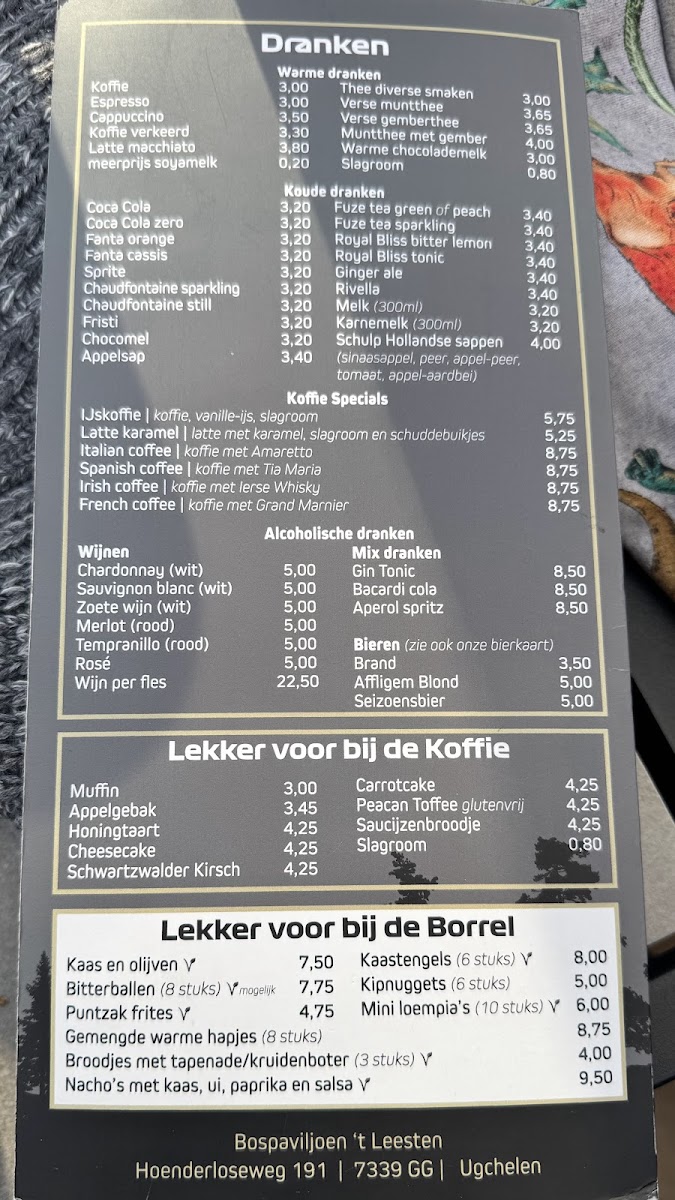 Menu Bospaviljoen 't Leesten-1