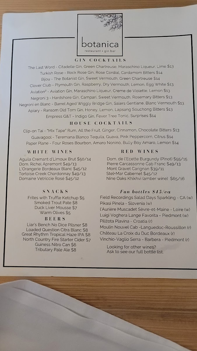 Menu Botanica Restaurant And Gin Bar-10
