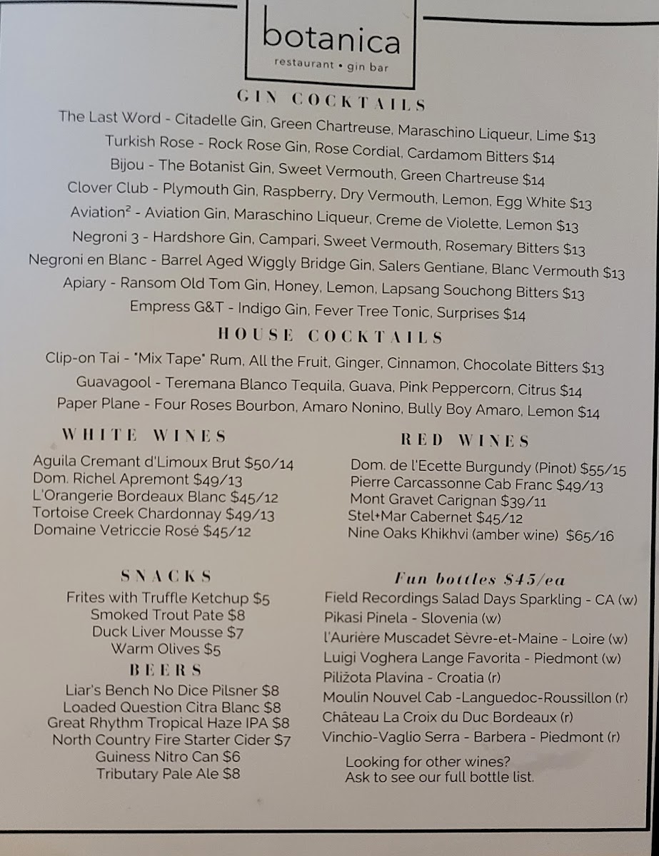 Menu Botanica Restaurant And Gin Bar-6
