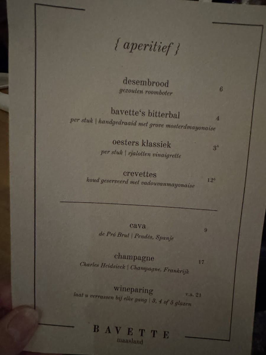 Menu Boutique Restaurant Bavette-1