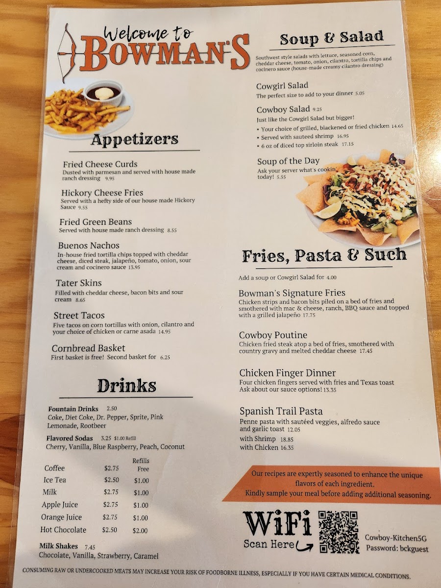 Menu Bowman's Cowboy Kitchen-10