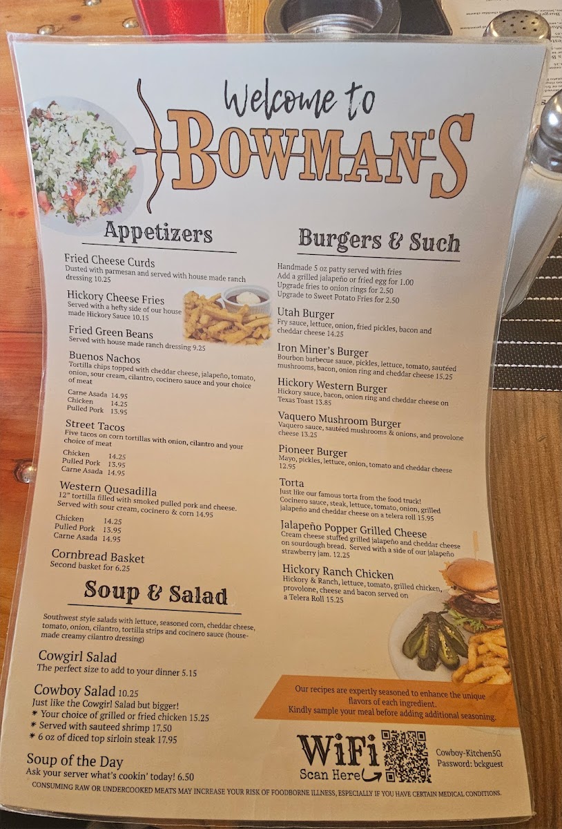 Menu Bowman's Cowboy Kitchen-2