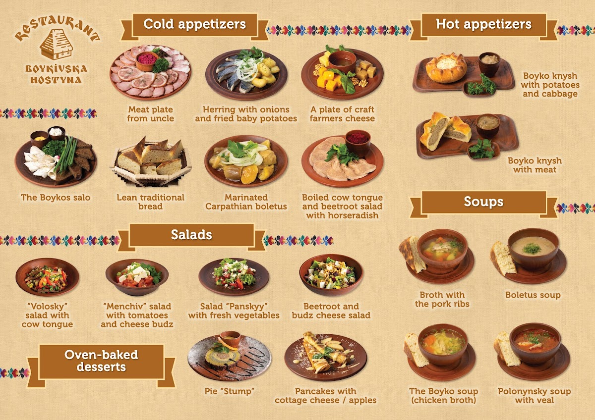 Menu Boykivsʹka Hostyna-2