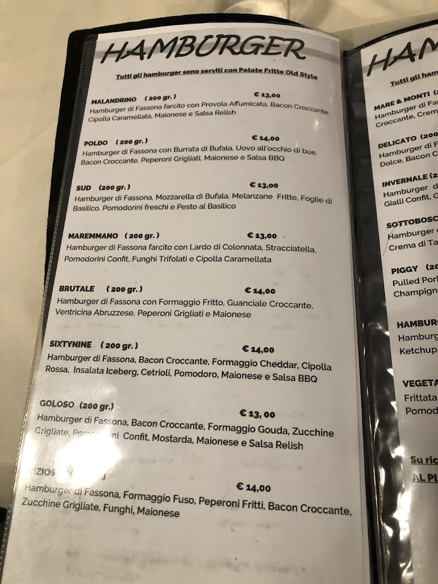 Menu Braceria 69-1