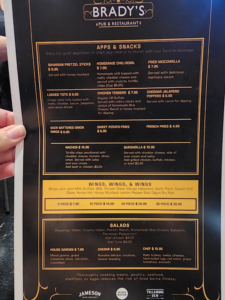 Menu Brady's Pub & Restaurant-1