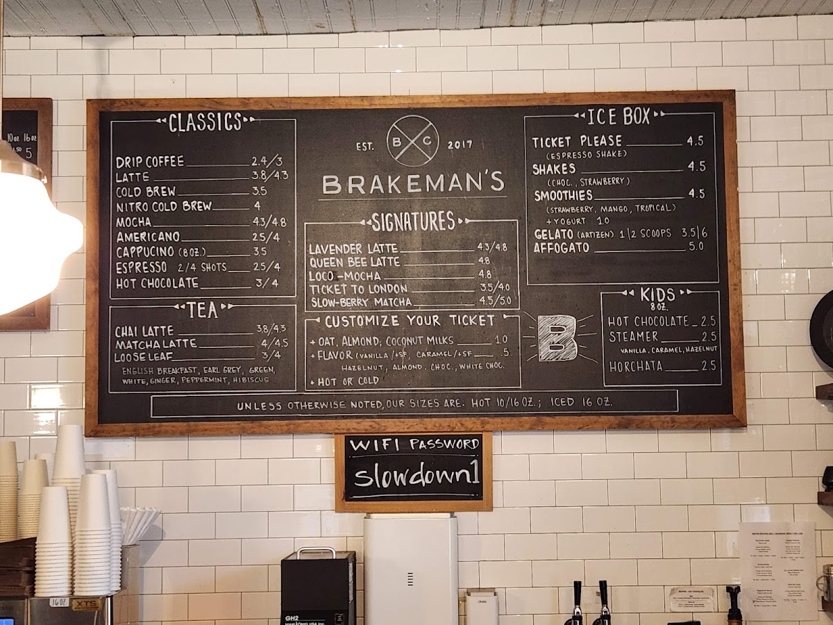 Menu Brakeman's Coffee & Supply-1