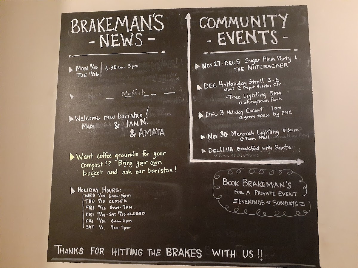 Menu Brakeman's Coffee & Supply-8