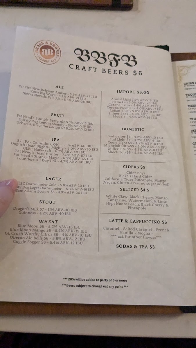 Menu Brass & Bronze Foundry Bar-7