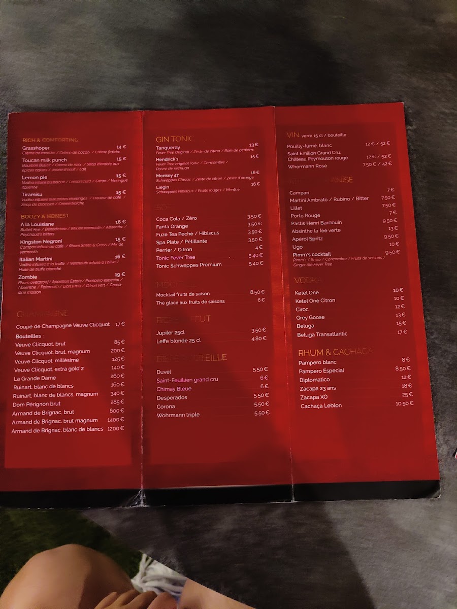 Menu Brasserie Et Restaurant Le W-2