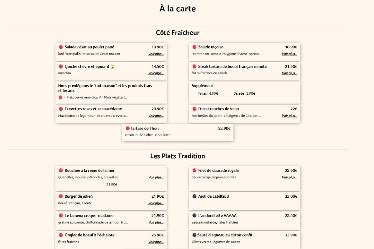 Menu Brasserie Julien Shopping Promenade Riviera-2