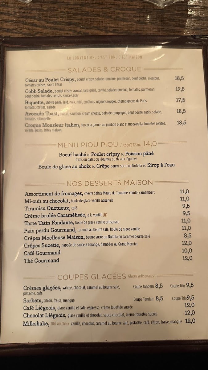 Menu Brasserie Le Convention-1