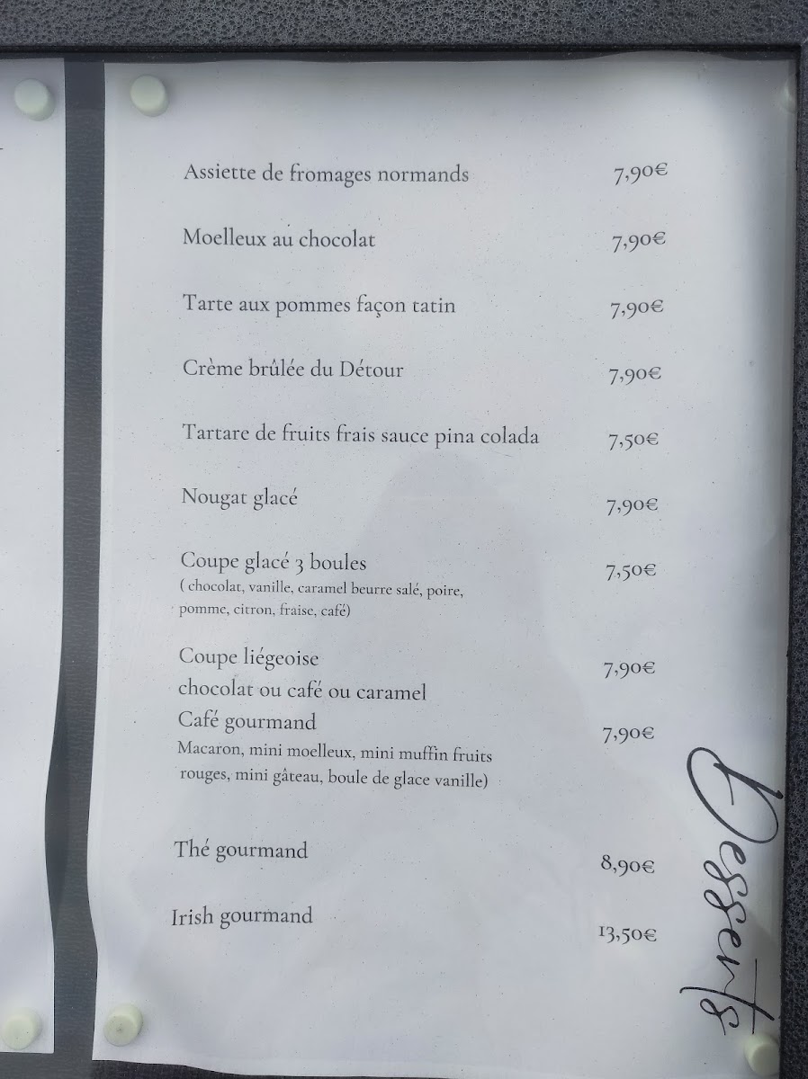 Menu Brasserie 'le Detour'-2