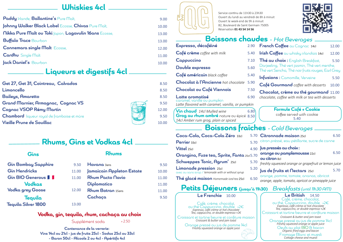 Menu Brasserie Le Quartier Général-1