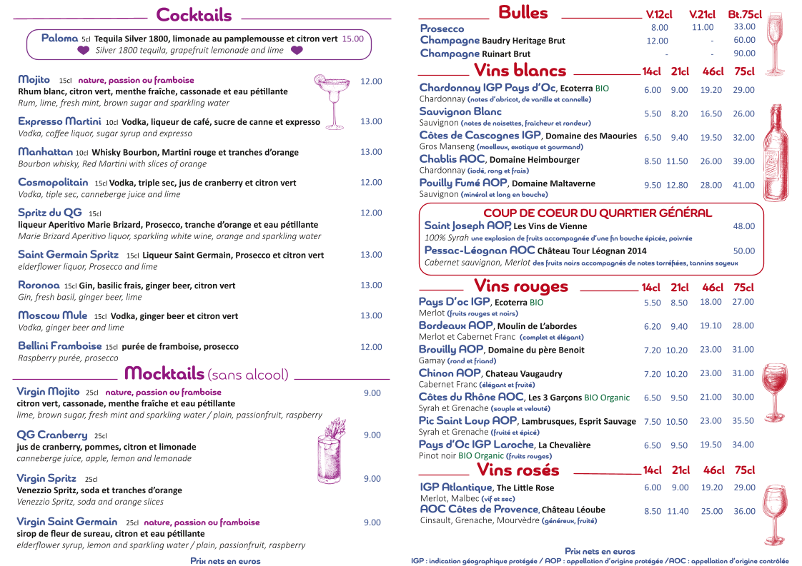 Menu Brasserie Le Quartier Général-3