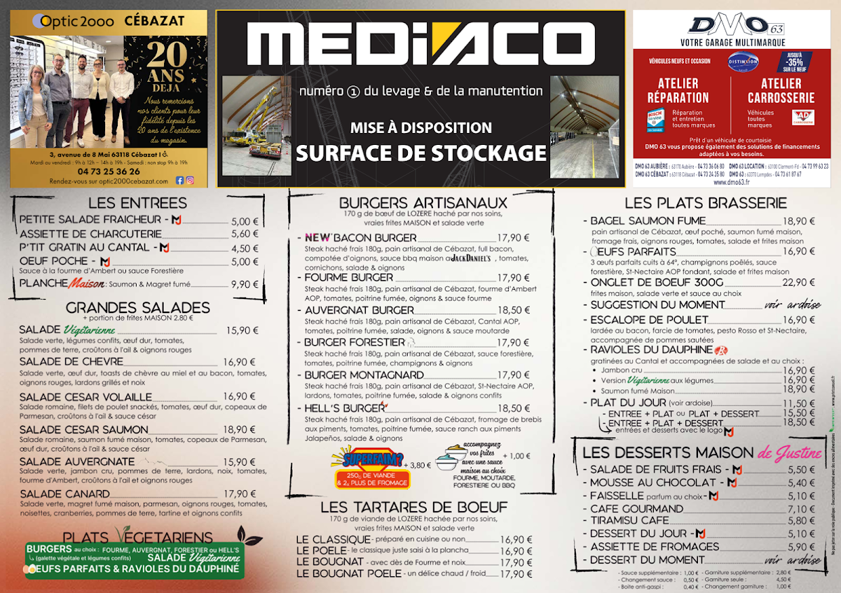 Menu Brasserie Le Volant-1