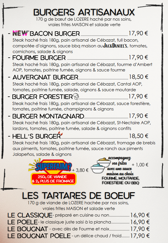 Menu Brasserie Le Volant-2