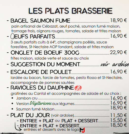 Menu Brasserie Le Volant-4