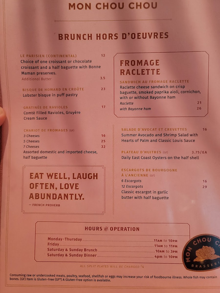 Menu Brasserie Mon Chou Chou-7
