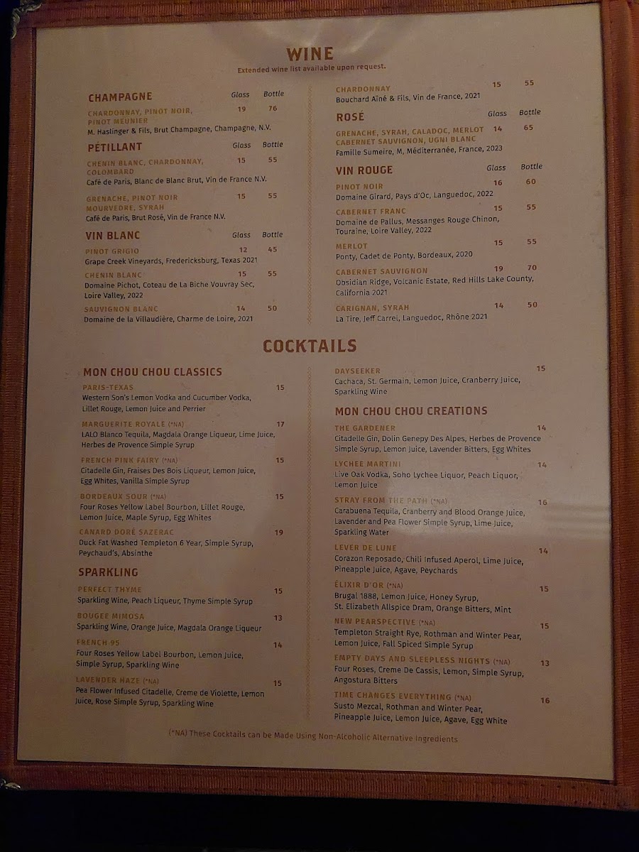 Menu Brasserie Mon Chou Chou-8