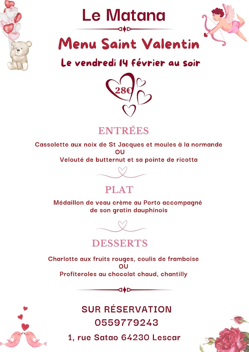 Menu Brasserie Pizzeria Le Matana. Vente A Emporter.-1