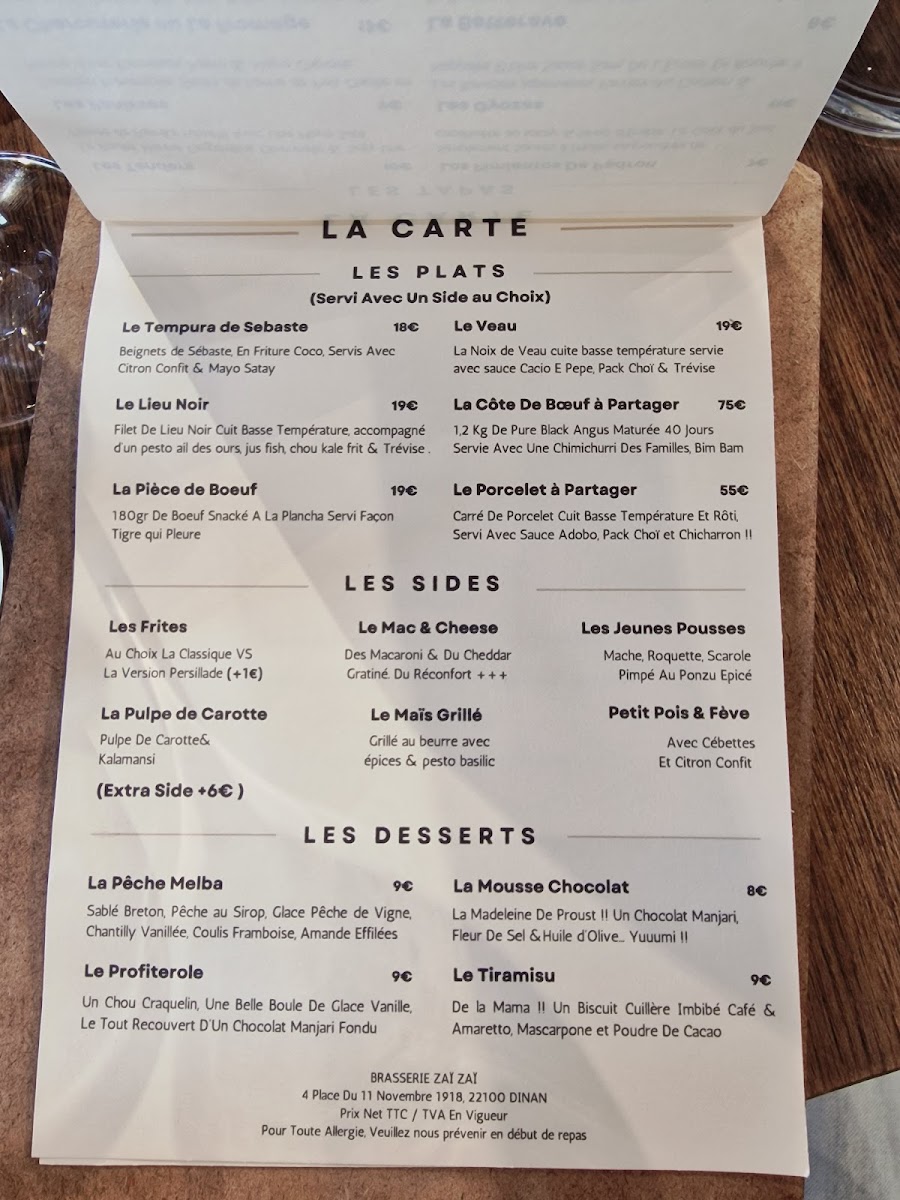 Menu Brasserie Zaï Zaï-1